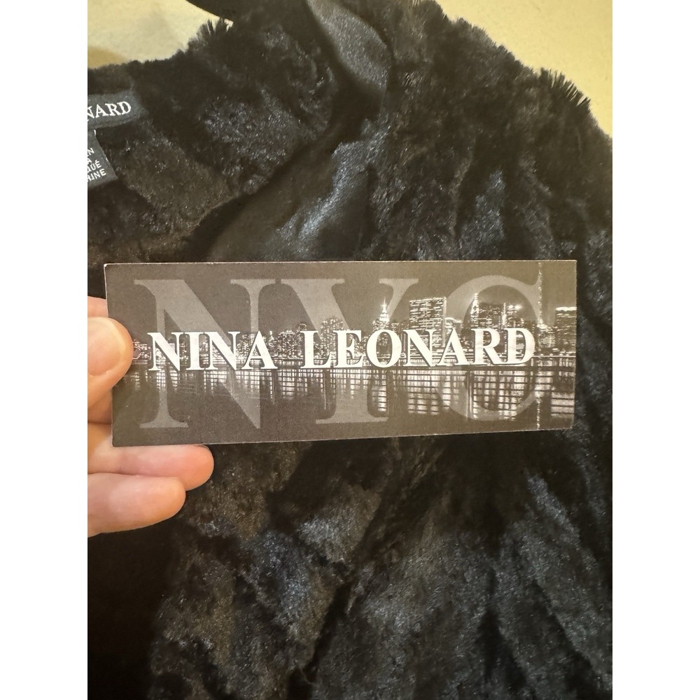 Nina Leonard Long Sleeve Faux Fur Chevron Bolero Jacket Black Swing Size 3X - Picture 5 of 12